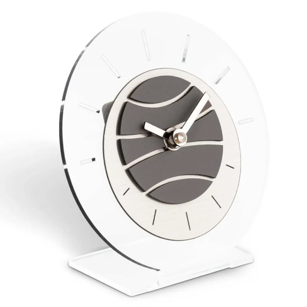 Runde Tischuhr aus transparentem Methacrylat, hergestellt in Italien – Seltsam