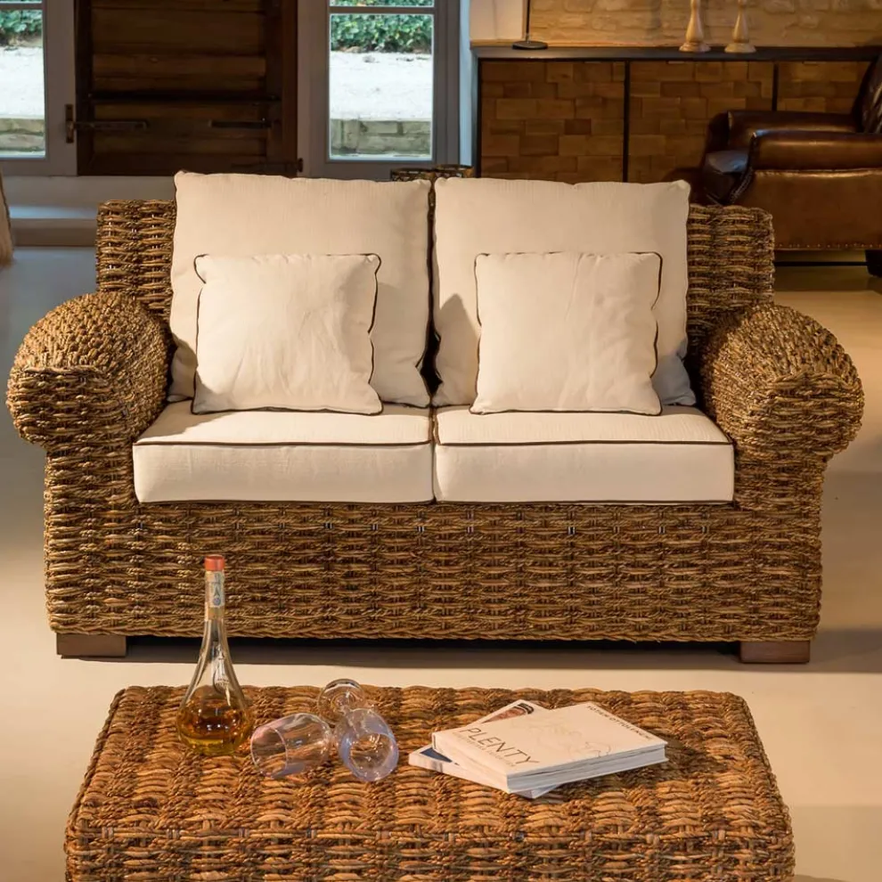 2- oder 3-Sitzer-Outdoor-Sofa in Abaca mit Kissen - Lagertha