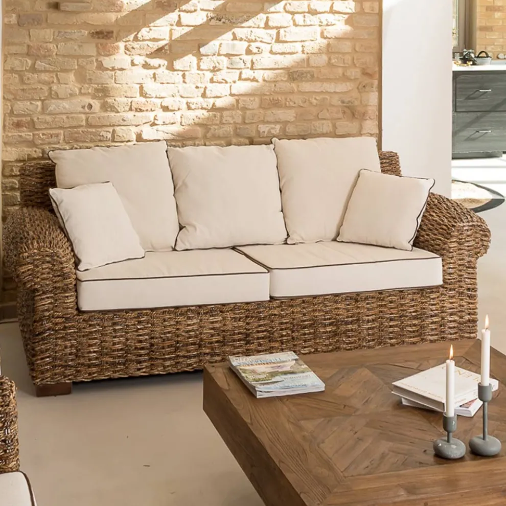 2- oder 3-Sitzer-Outdoor-Sofa in Abaca mit Kissen - Lagertha