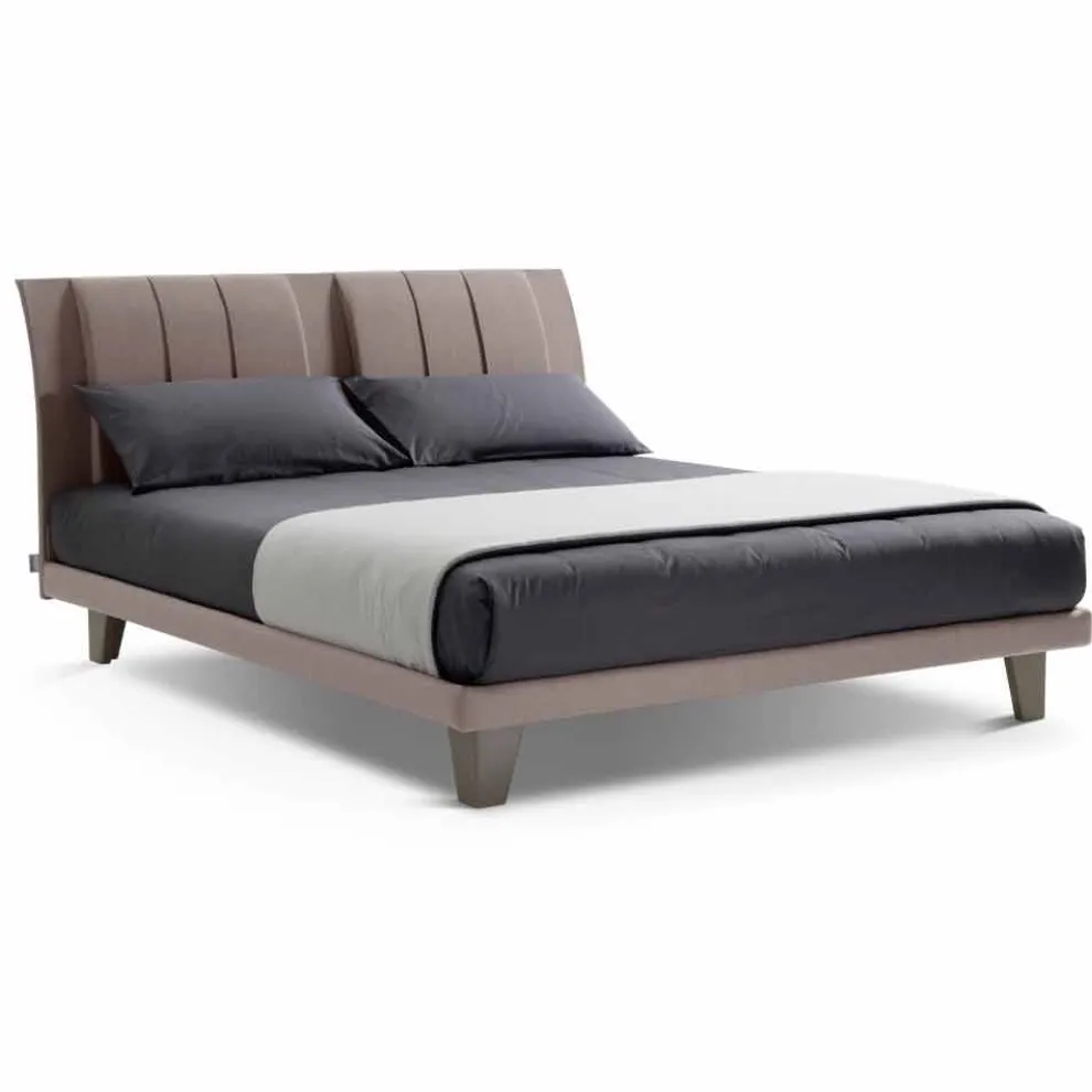 Luxus modernes Doppelbett gepolstert in Made in Italy Stoff - Gagia