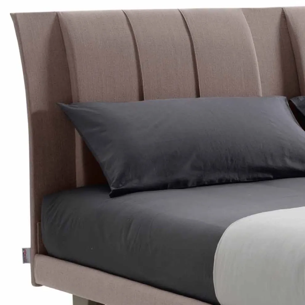 Luxus modernes Doppelbett gepolstert in Made in Italy Stoff - Gagia