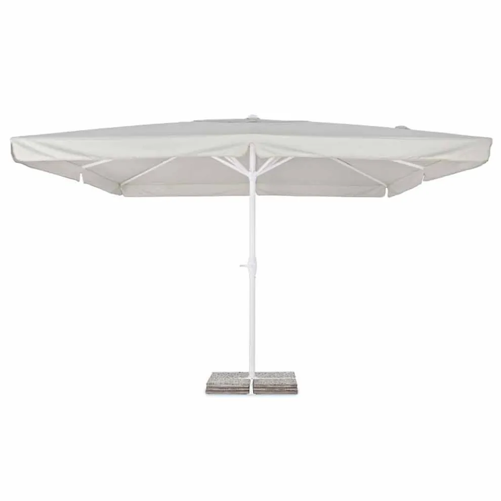 4x4 Gartenschirm mit Polyestertuch und Stahlsockel - Nastio