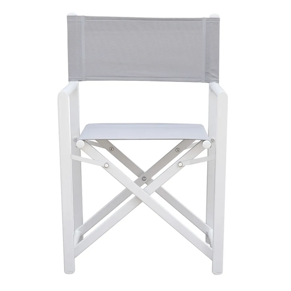 Regista Outdoor Stuhl aus weißem Metall und grauem Textilene - Nature