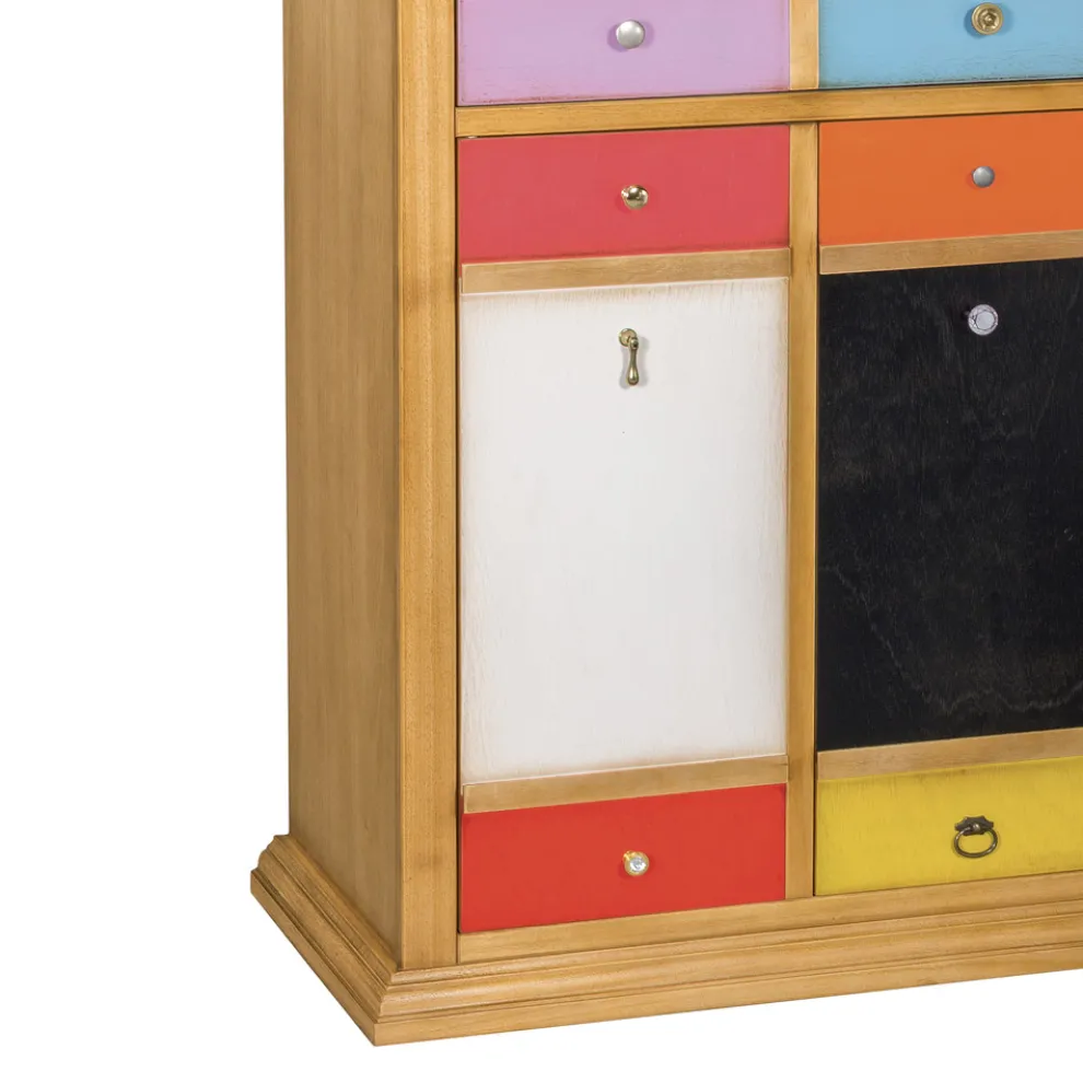 Schuhregal mit Schubladen in allen Farben und verschiedenen Griffen, hergestellt in Italien – Mitra