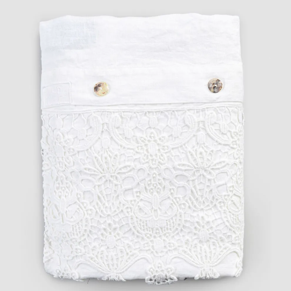 Leinen Doppelbettbezug mit Lace Drops Container Sack - Amadeus