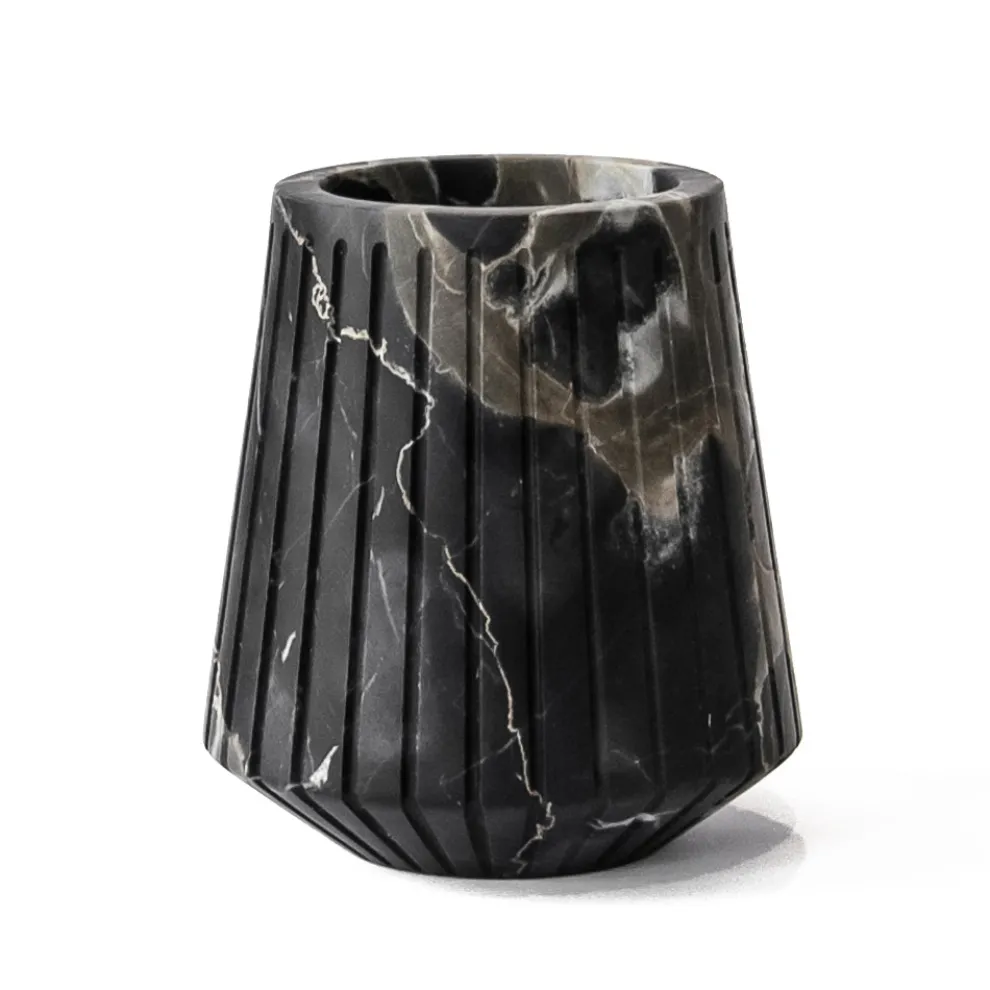 Niedrige dekorative Vase aus Portoro-Marmor mit Streifendesign Made in Italy - Kairo
