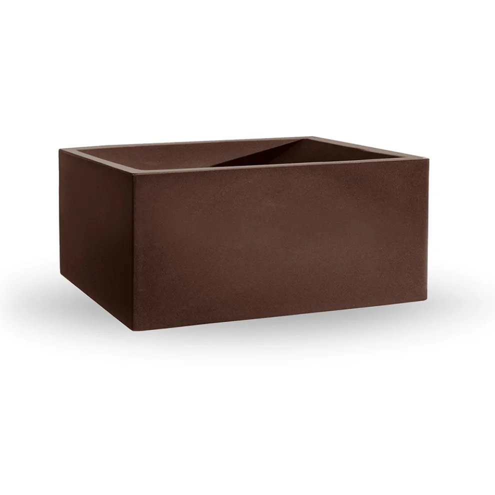 Rechteckige Outdoor-Vase aus farbigem Polyethylen Made in Italy - Grau