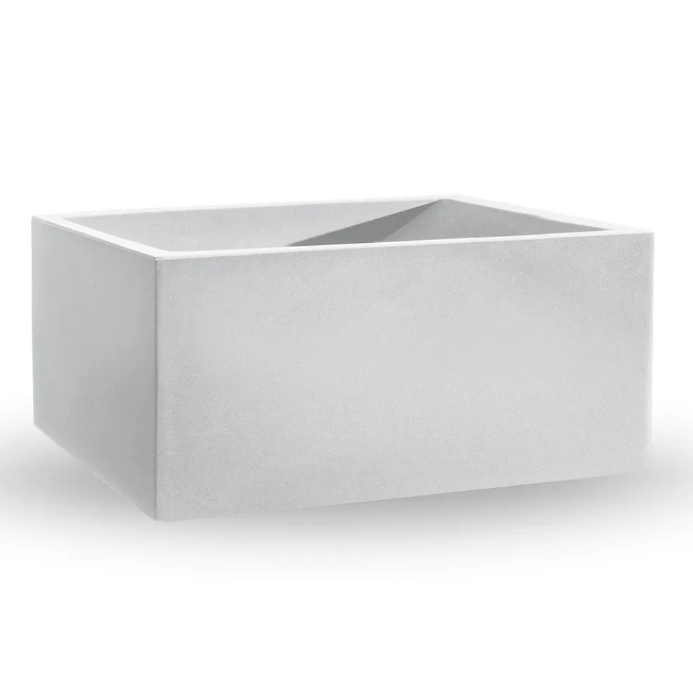 Rechteckige Outdoor-Vase aus farbigem Polyethylen Made in Italy - Grau
