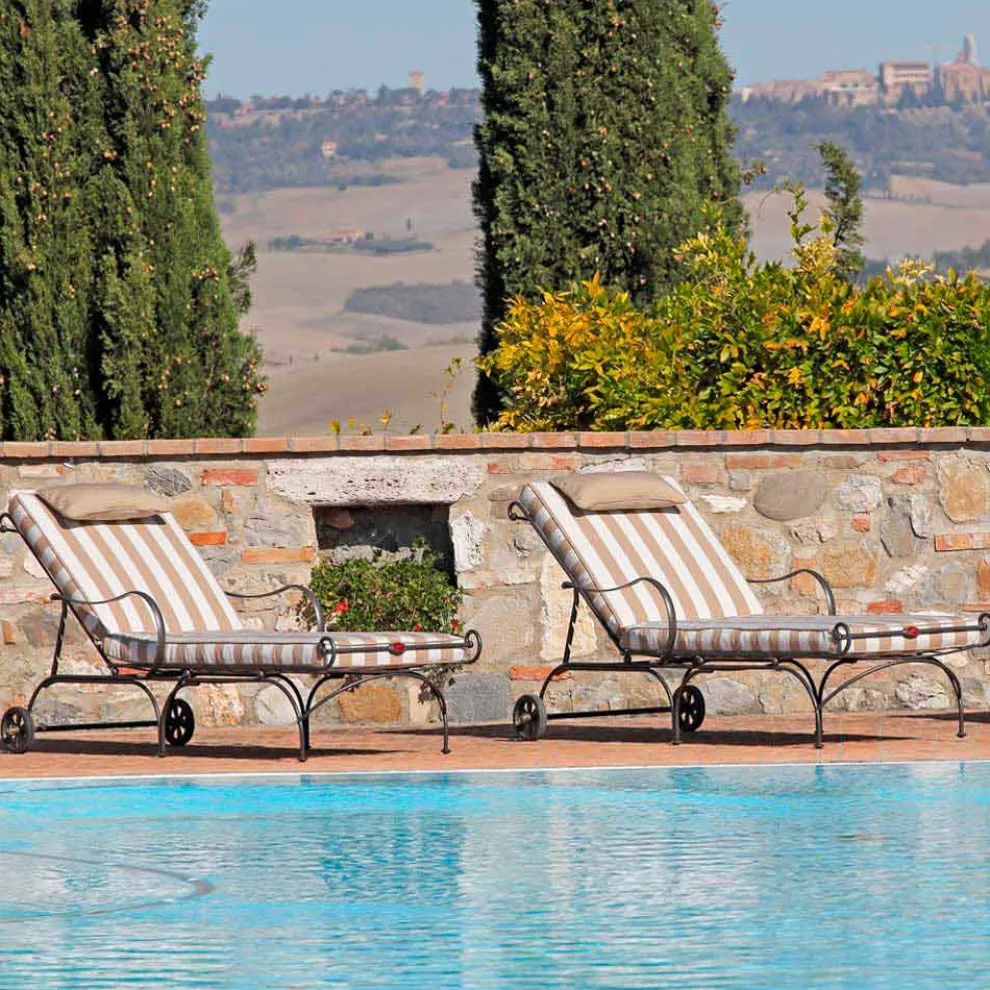 Outdoor-Chaiselongue aus Eisen und handgefertigtem Stoff Made in Italy - Relax