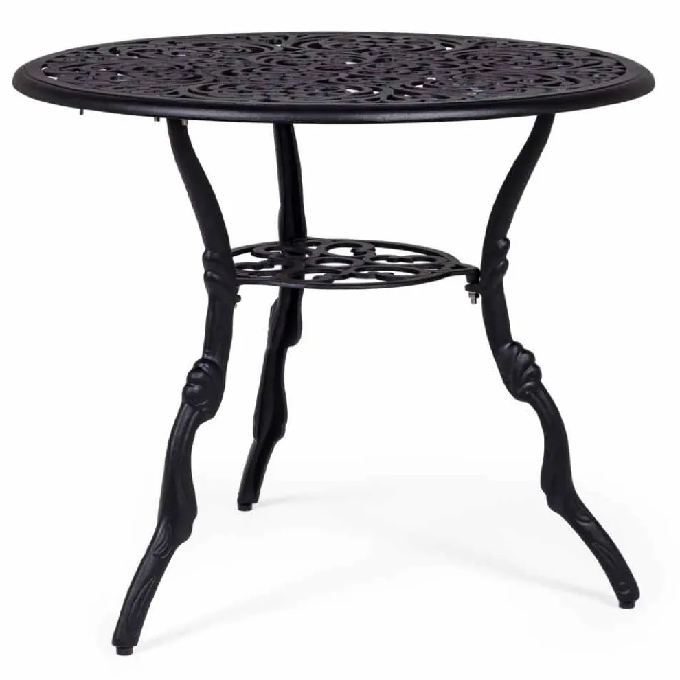 Runder Couchtisch für den Außenbereich in mattem Anthrazit-Finish aus Aluminium - Sayra