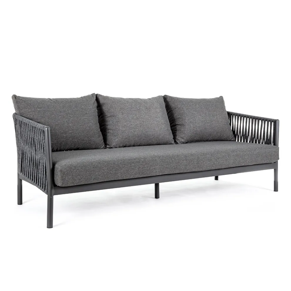 Outdoor Sofa Aluminium und Seil mit Stoffkissen, Homemotion - Shama