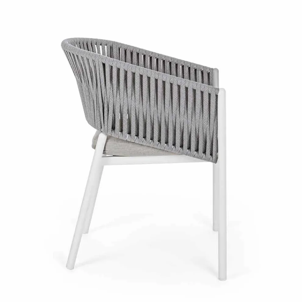 Gartenstuhl mit Armlehnen aus weißem und grauem Aluminium Homemotion - Rubio