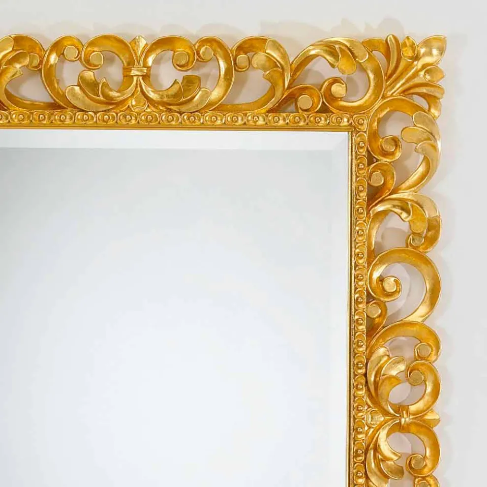 Repro Wandspiegel in Blattgold mit Spiegelrahmen Paris