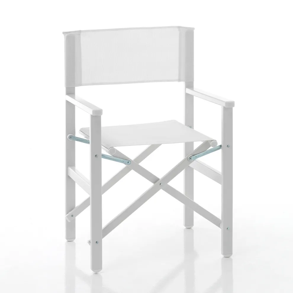 Klappbarer Regiestuhl aus Aluminium und Textilene – Fluoro