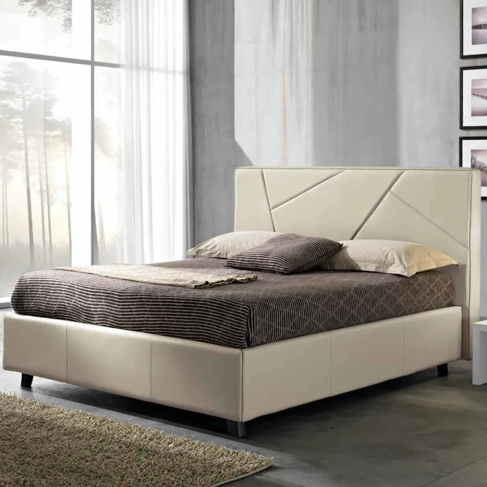 Doppelbett aus Kunstleder mit Aufbewahrungsbox 160x190/200 cm Mila