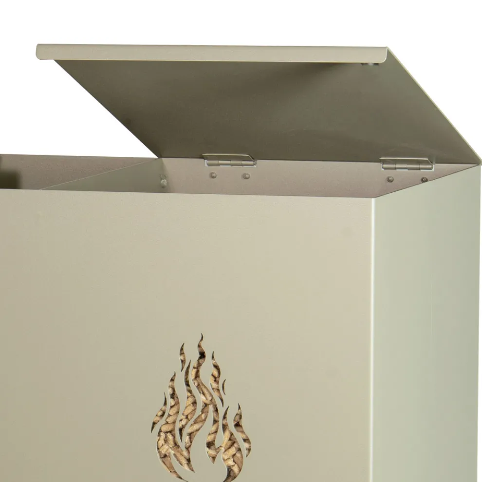 Rechteckiger Pellethalter aus Metall mit 4 Rädern, hergestellt in Italien – Aquila