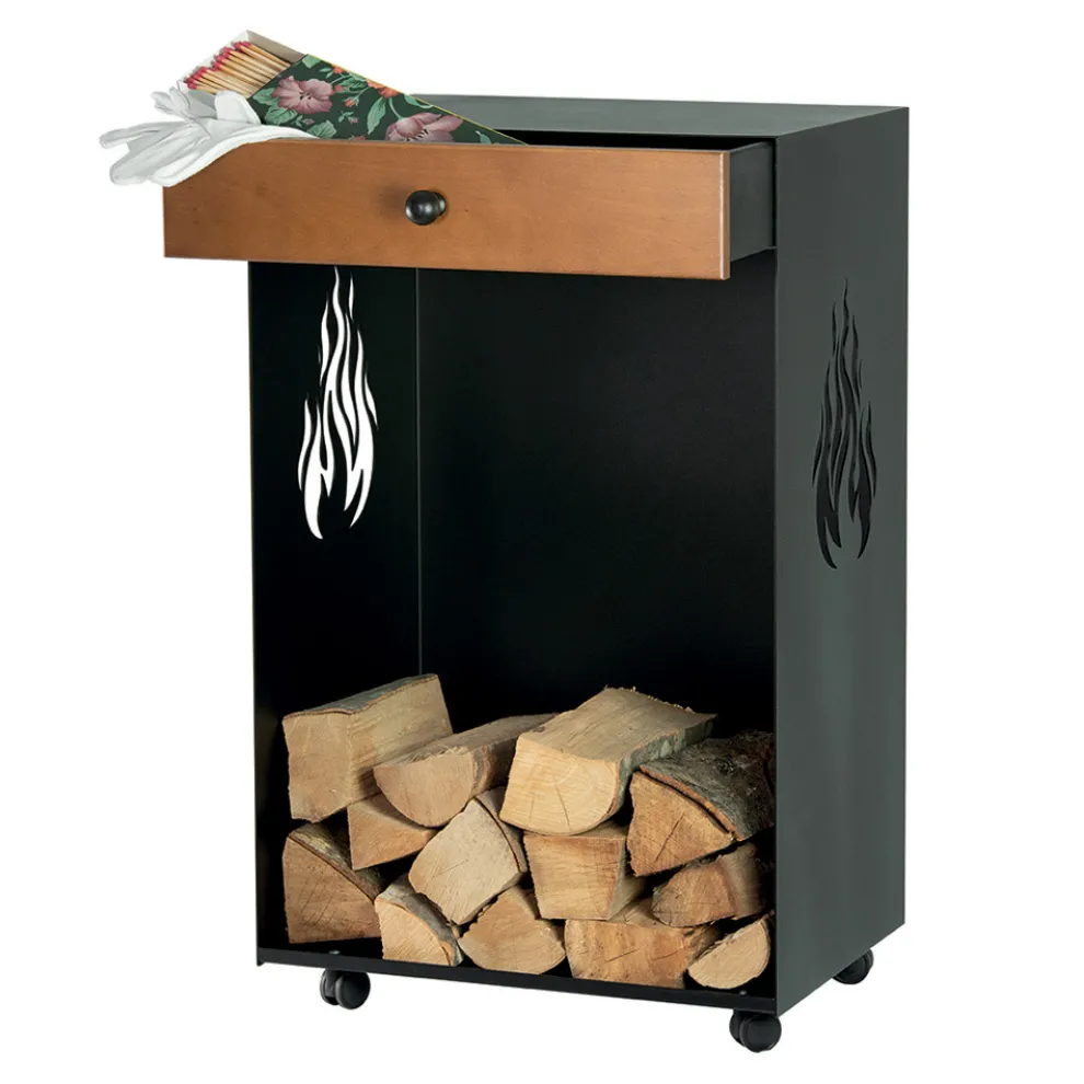 Holzhalter mit Rollen und oberer Schublade Made in Italy – Polare