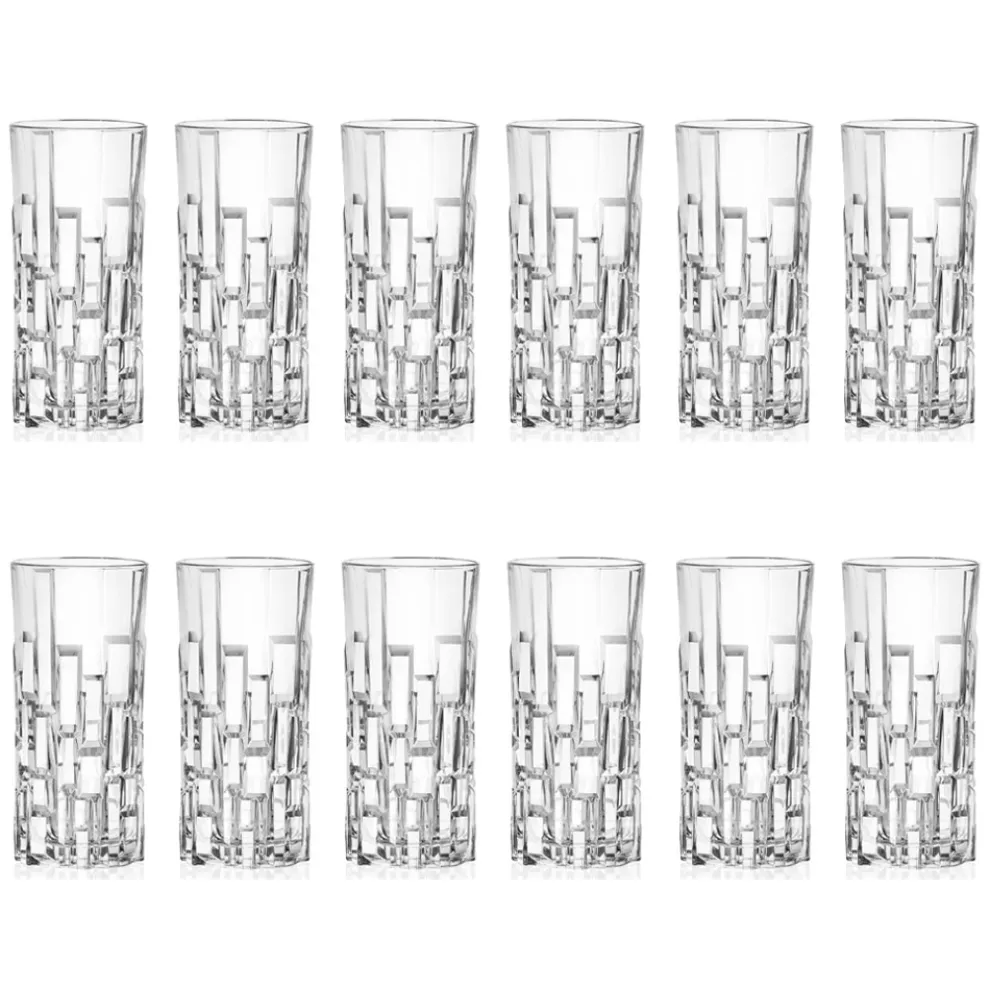 Hohe Trinkgläser aus verziertem Öko-Kristall 12 Stück - Catania