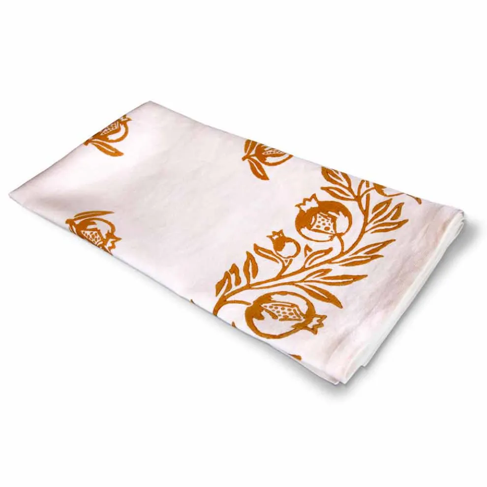 Leinentischdecke von hoher Handwerkskunst mit italienischem Kunstdruck