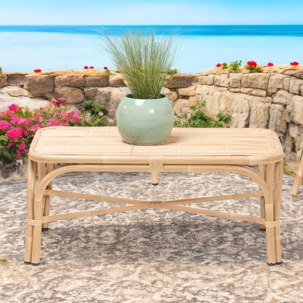 Garten-Couchtisch aus Aluminium- und Polyrattan-Geflecht - Ellide