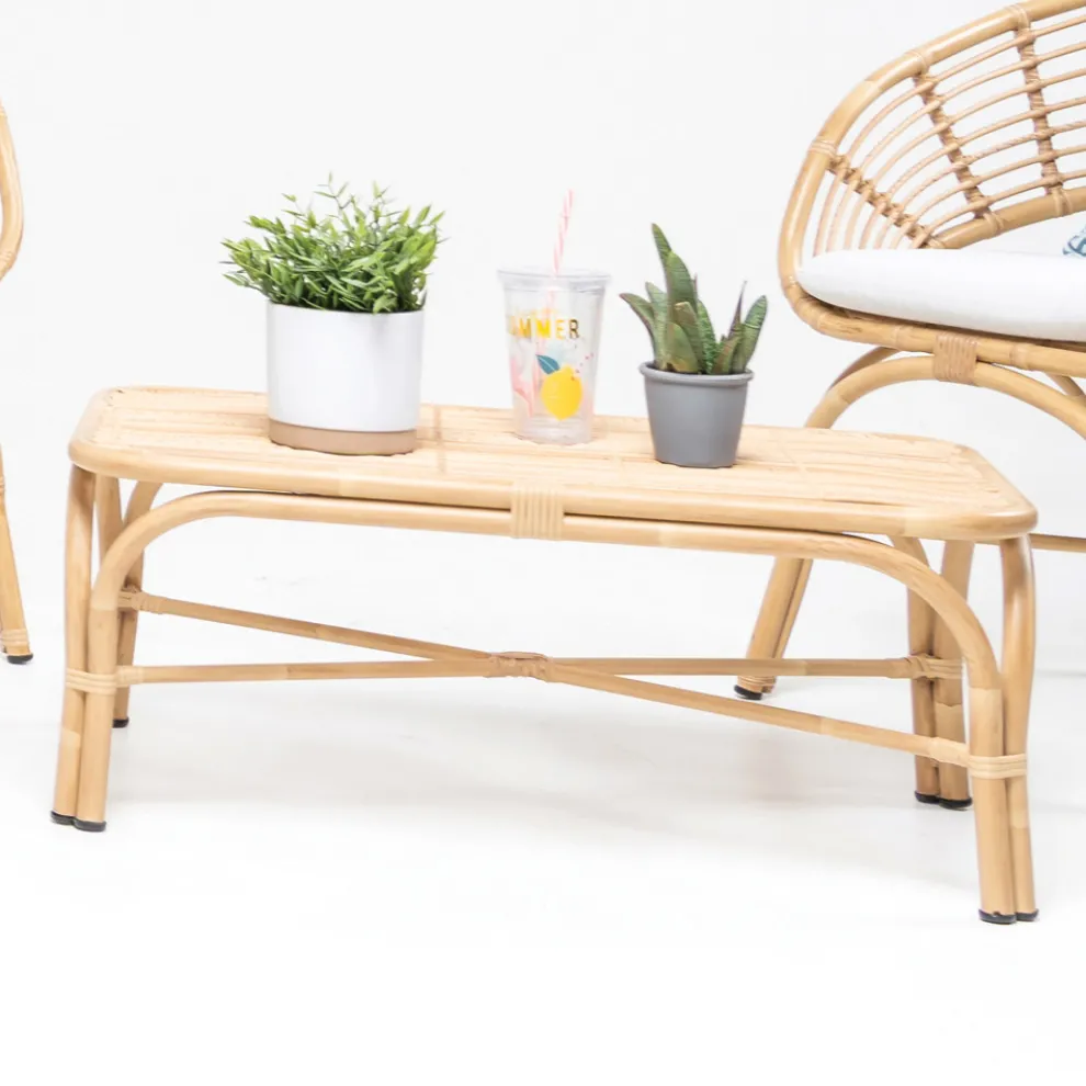 Garten-Couchtisch aus Aluminium- und Polyrattan-Geflecht - Ellide