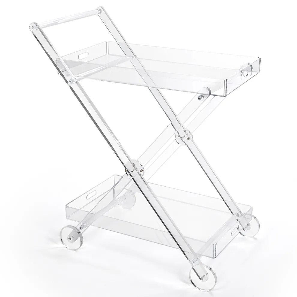 Küchenwagen 4 Rollen aus transparentem Plexiglas oder mit Holz - Magimbo