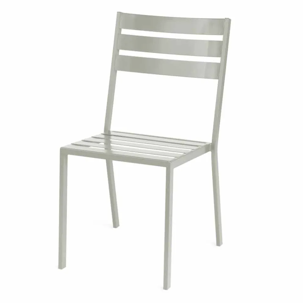 Outdoor-Stuhl aus perlweiß lackiertem Eisen Made in Italy 4 Stück - Bernie