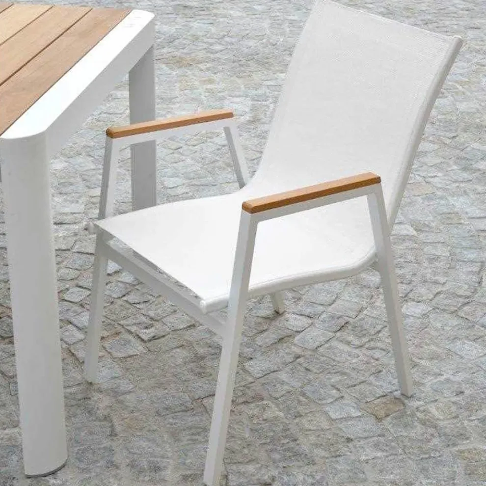 Aluminium und Textilene Sessel mit Polywood Armlehnen - Diary