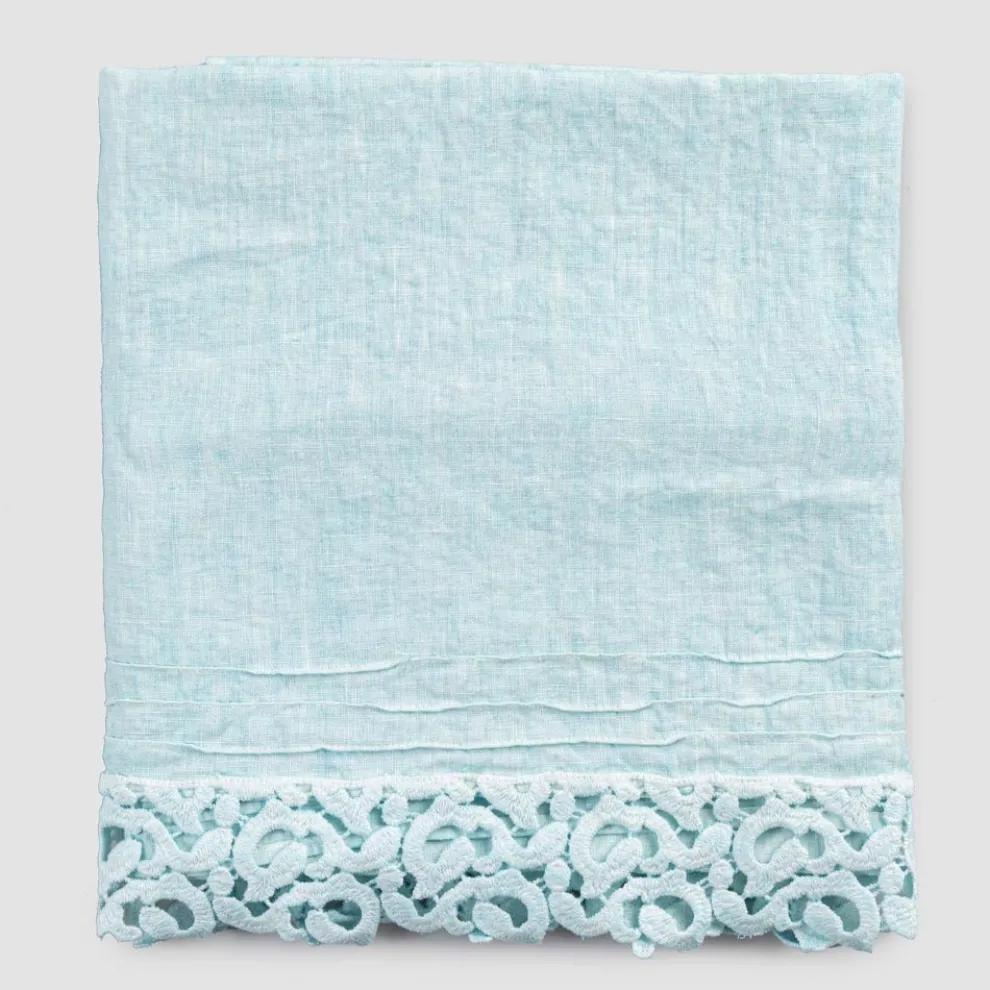 Schweres Leinen Badetuch mit Poema Lace Italienische Qualität 2 Farben - Castle