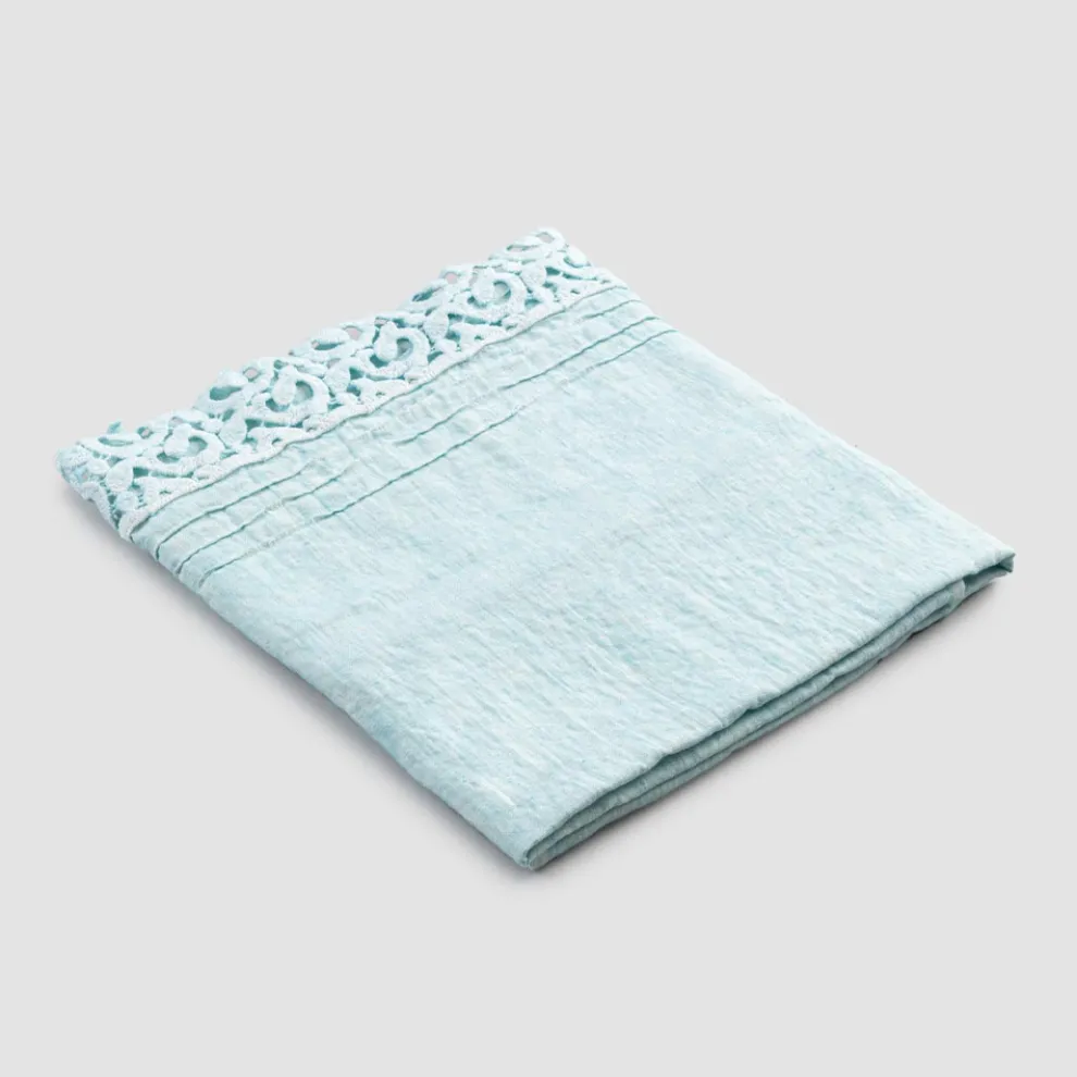 Schweres Leinen Badetuch mit Poema Lace Italienische Qualität 2 Farben - Castle