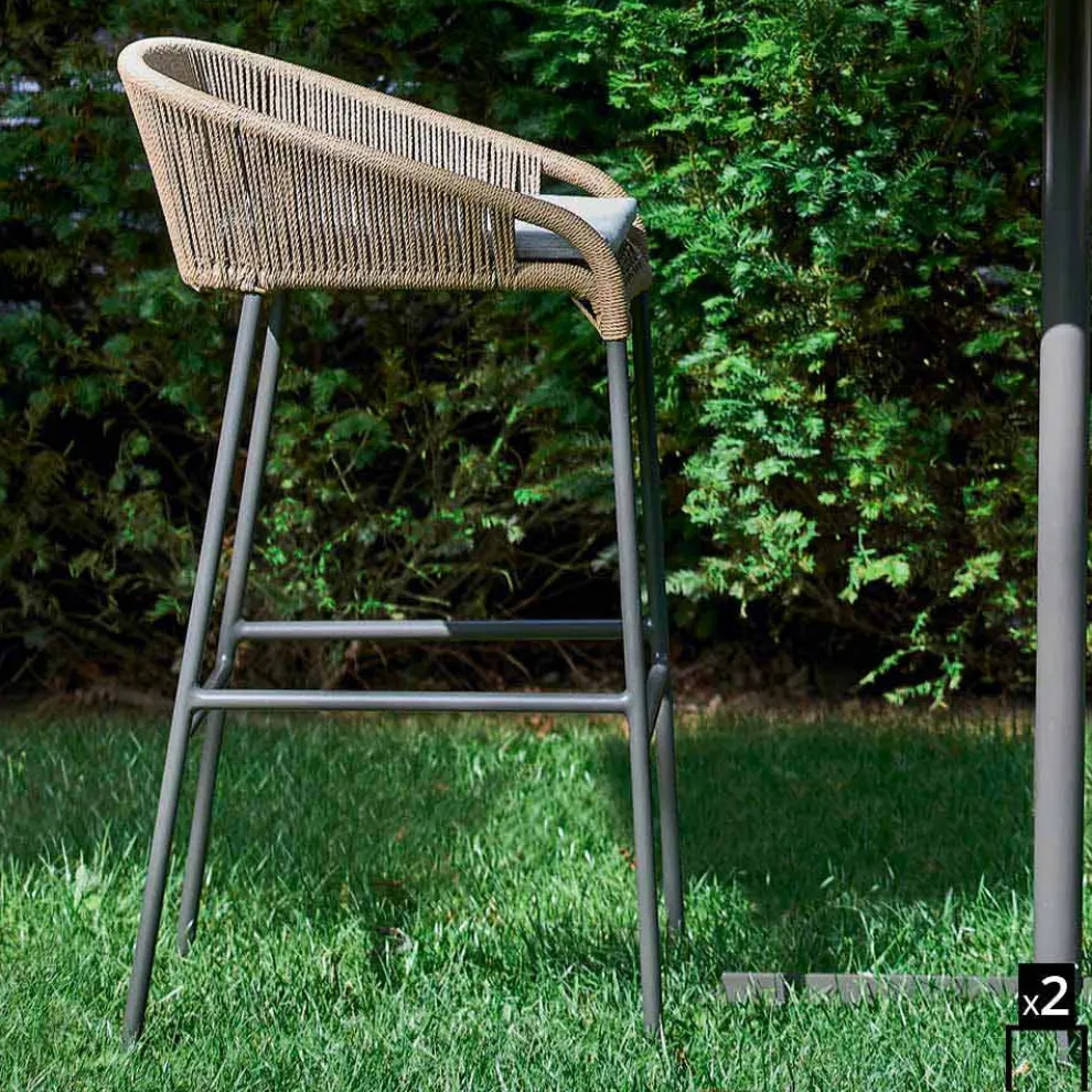 Sitzhocker handgeflechtet 2 Teile Varaschin