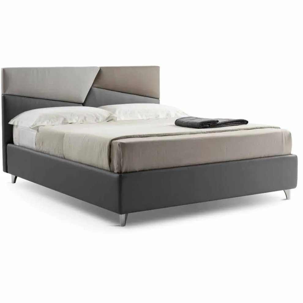 Doppelbett mit gepolstertem Behälter aus Kunstleder Made in Italy - Raggino