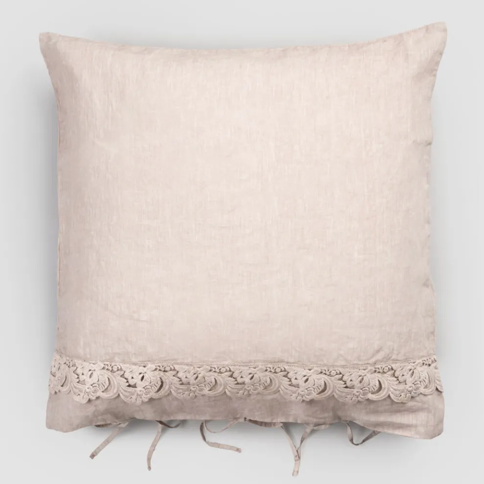 Leinen Kissenbezug mit Armonia Spitze und Staub oder Rücken Schnürsenkel - Masone