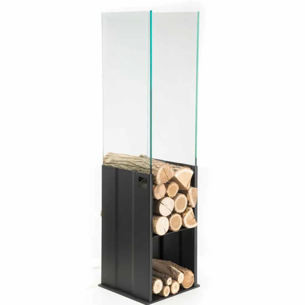 Interner Brennholzhalter Moderne aus Stahl und Glas Made in Italy - Mistral