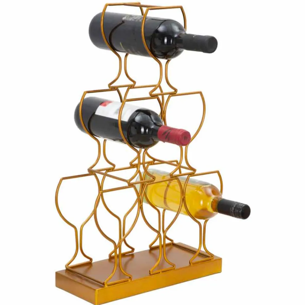 Boden- oder Tischflaschenregal 6 Flaschen aus Eisen, modernes Design - Brody