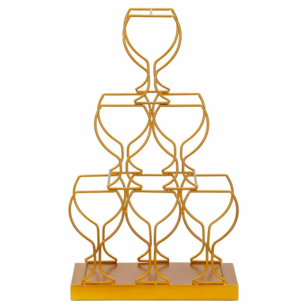 Boden- oder Tischflaschenregal 6 Flaschen aus Eisen, modernes Design - Brody