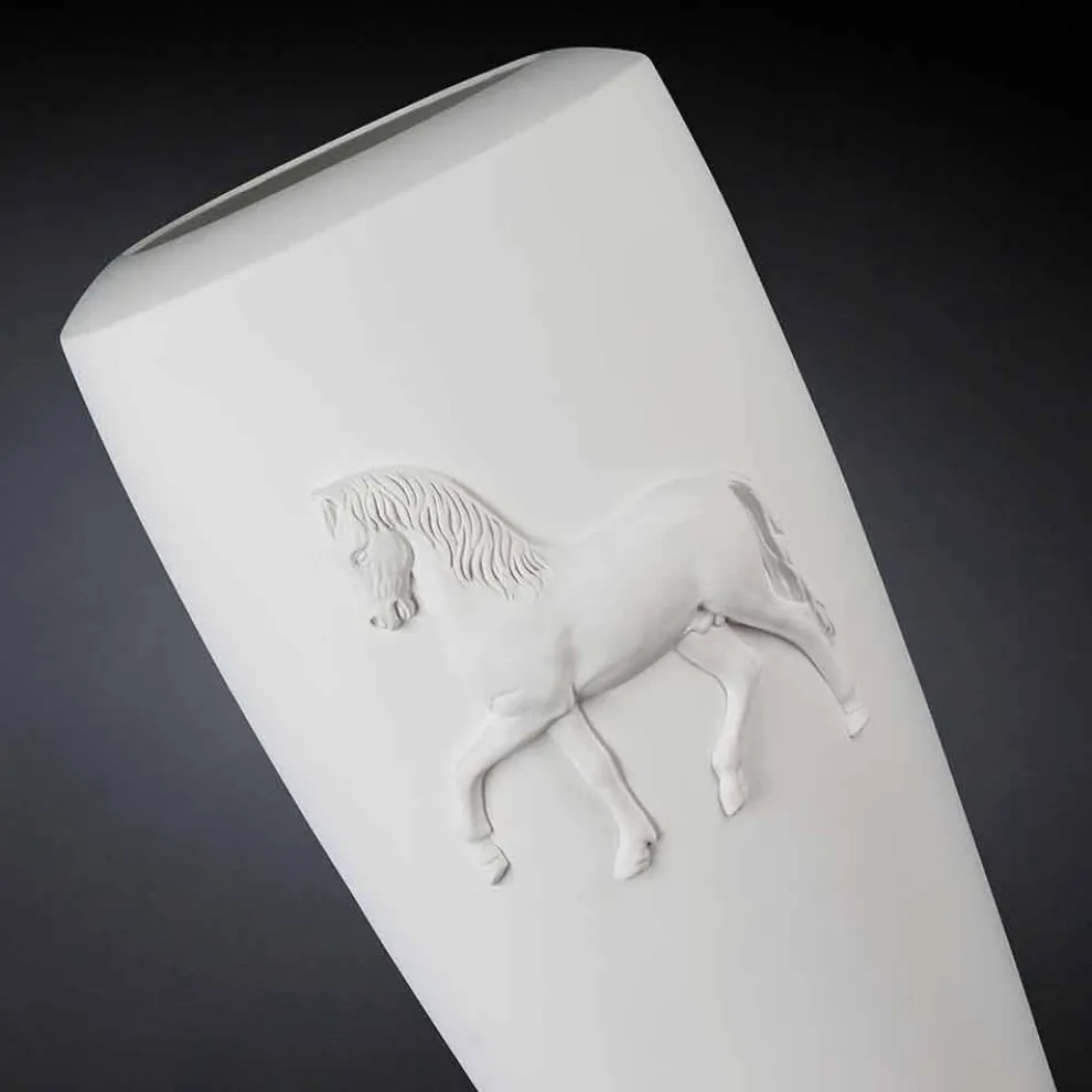 Weiße Keramikvase Carlos, 100% Made in Italy, modernes Design