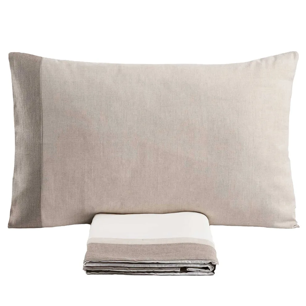 Doppelbettbezug-Set aus 90 % Baumwolle und 10 % Leinen, hergestellt in Italien – Nestle