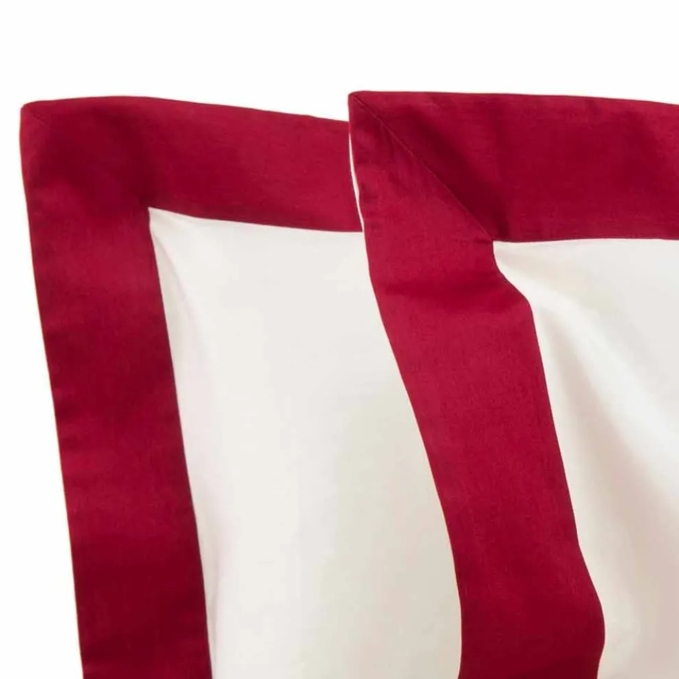 Satin Sheet Set für Doppelbett mit farbigen Kanten - Hyazinthe