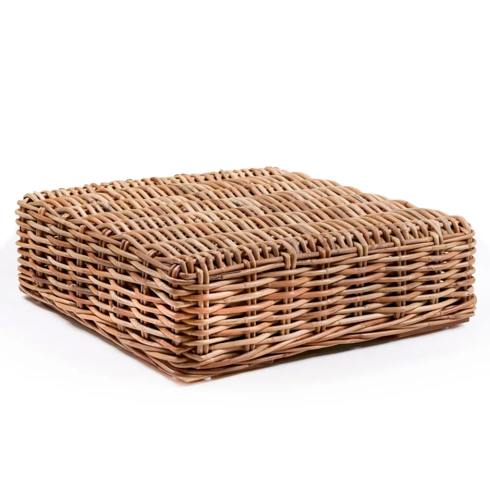 Garten-Couchtisch-Hocker aus natürlichem Rattan mit Kissen inklusive - Keira