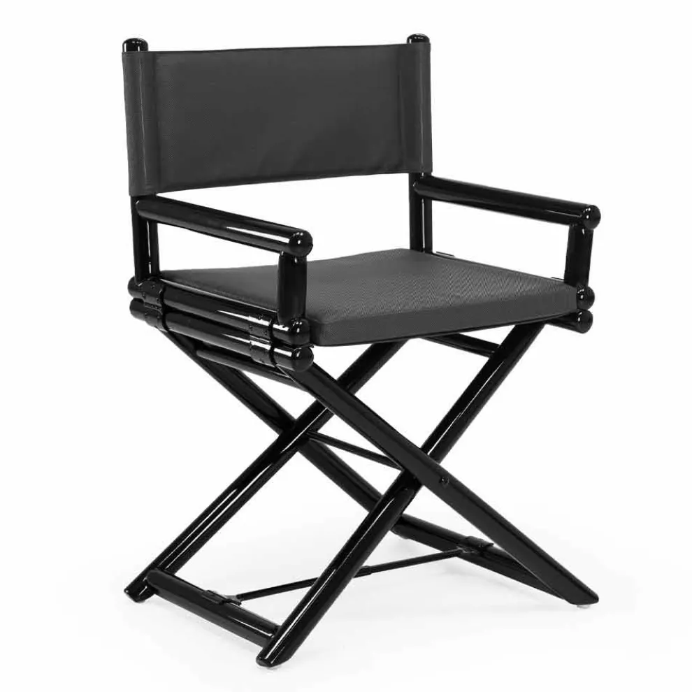 Outdoor-Stuhl aus Naturholz oder schwarzem und wiederverschließbarem Designstoff - Suzana