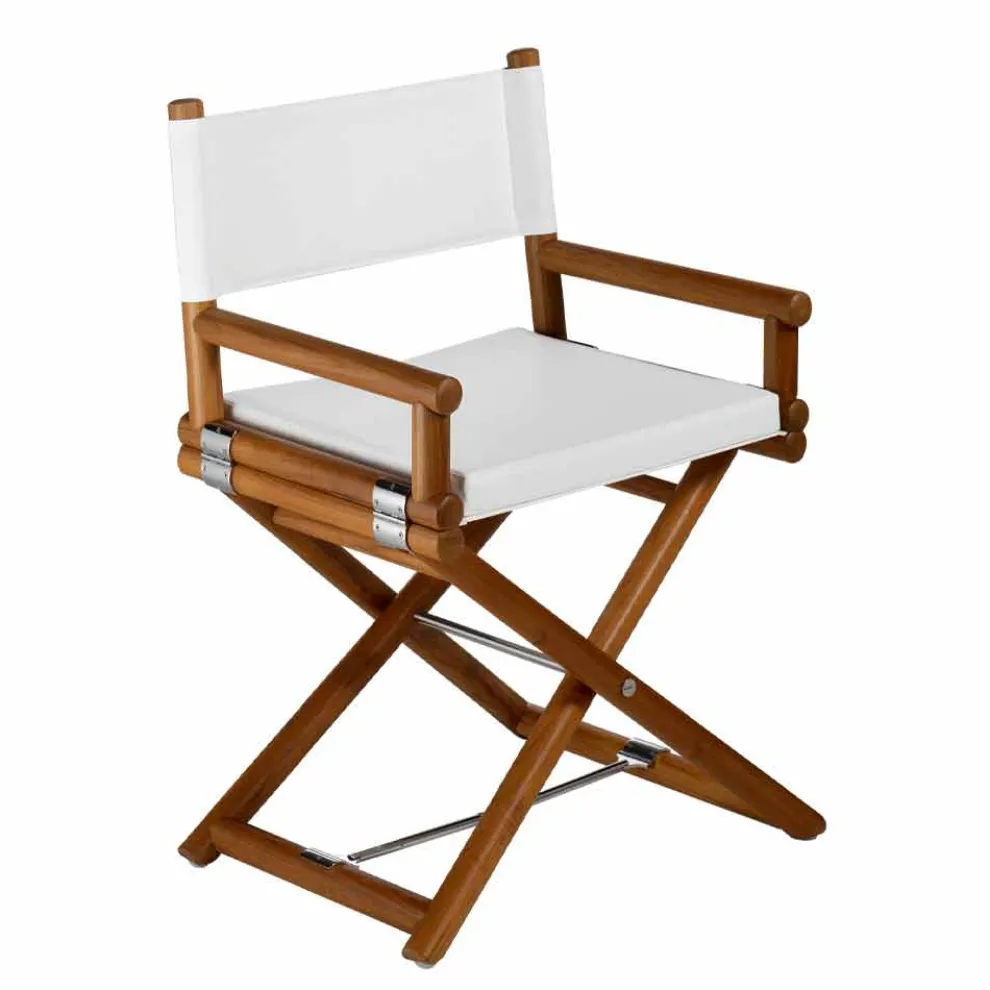 Outdoor-Stuhl aus Naturholz oder schwarzem und wiederverschließbarem Designstoff - Suzana