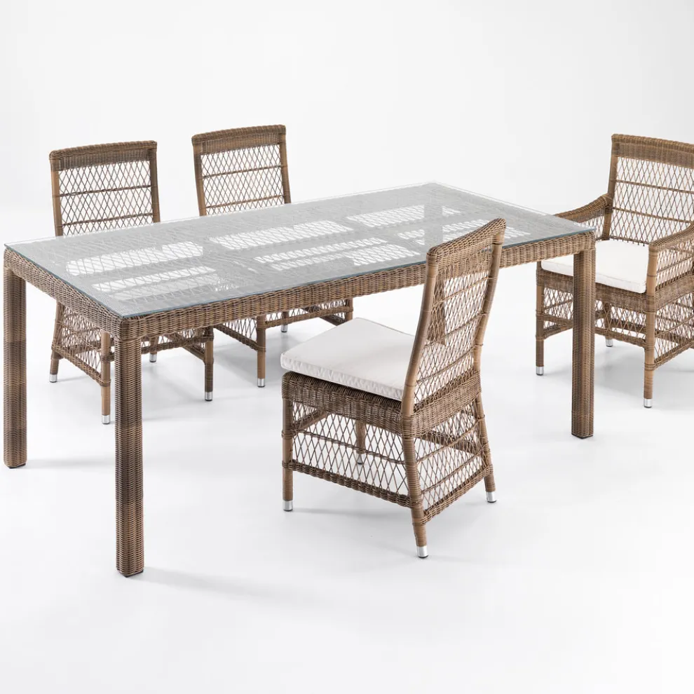 Rechteckiger Gartentisch mit 2 Sesseln und 4 Stühlen - Gigi