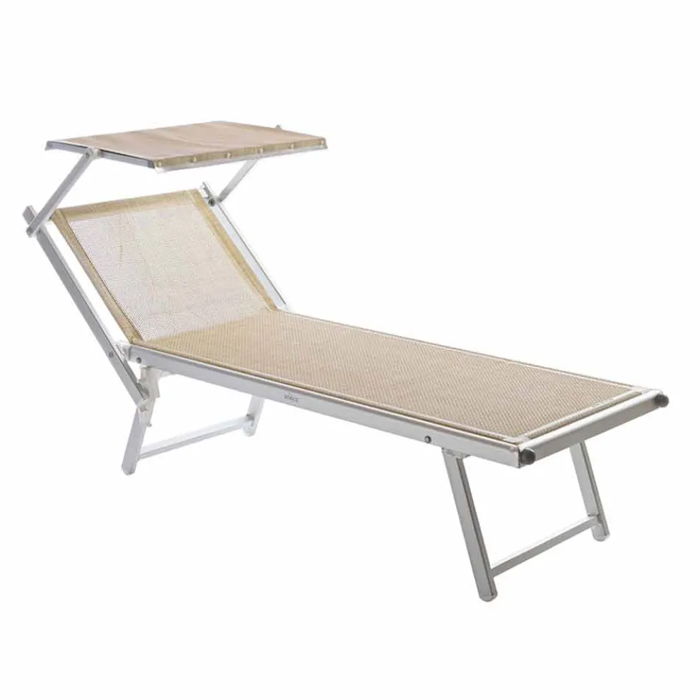 Moderne Garten Chaiselongue mit Sonnenschirm und liegender Rückenlehne - Arnold