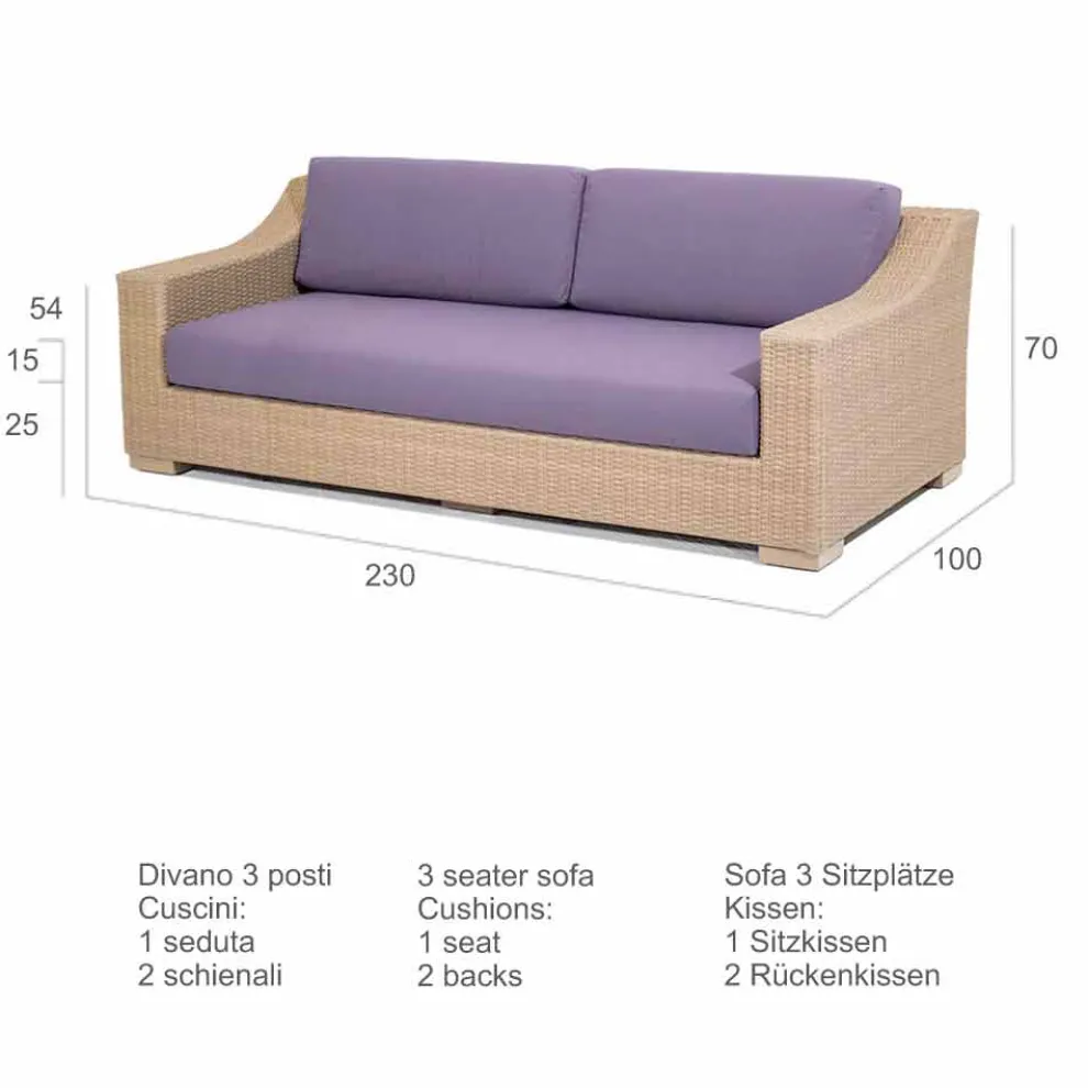 Gartencouch 3-Sitzer aus Polyethylen und Tempotest Joe