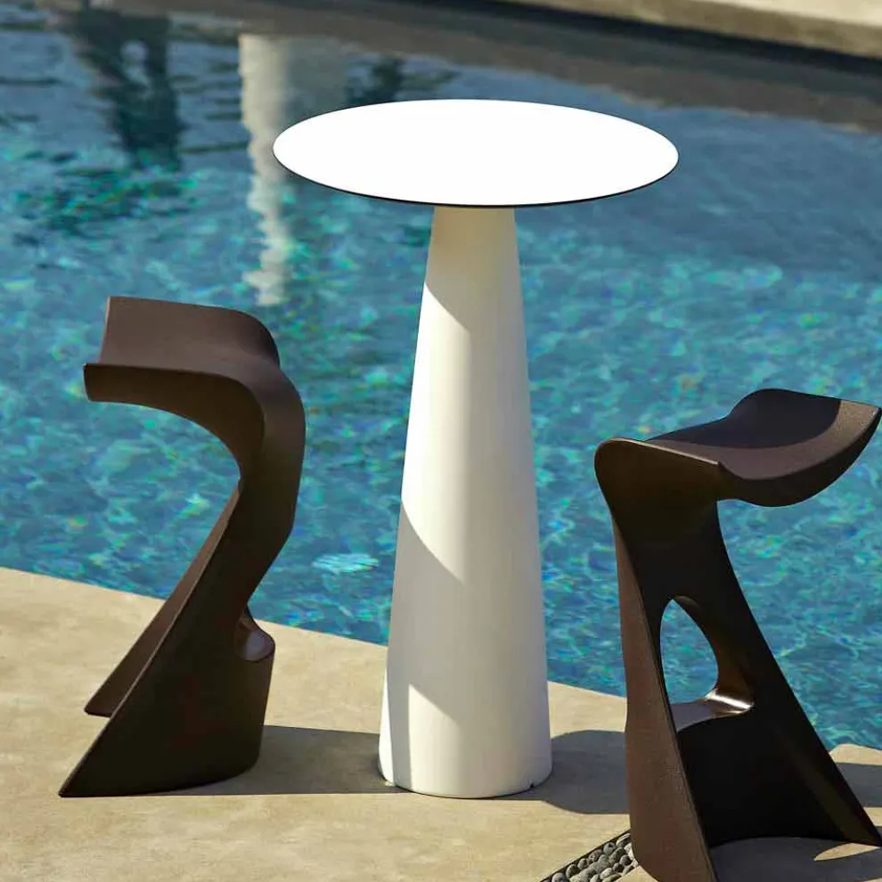 Runder Gartentisch aus Polyethylen und HDL Slide Hoplà (H110)