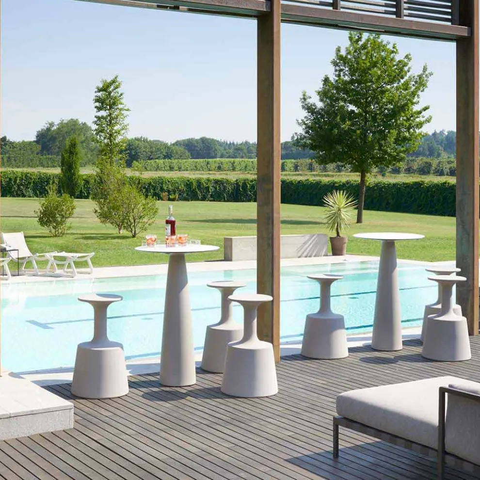 Runder Gartentisch aus Polyethylen und HDL Slide Hoplà (H110)