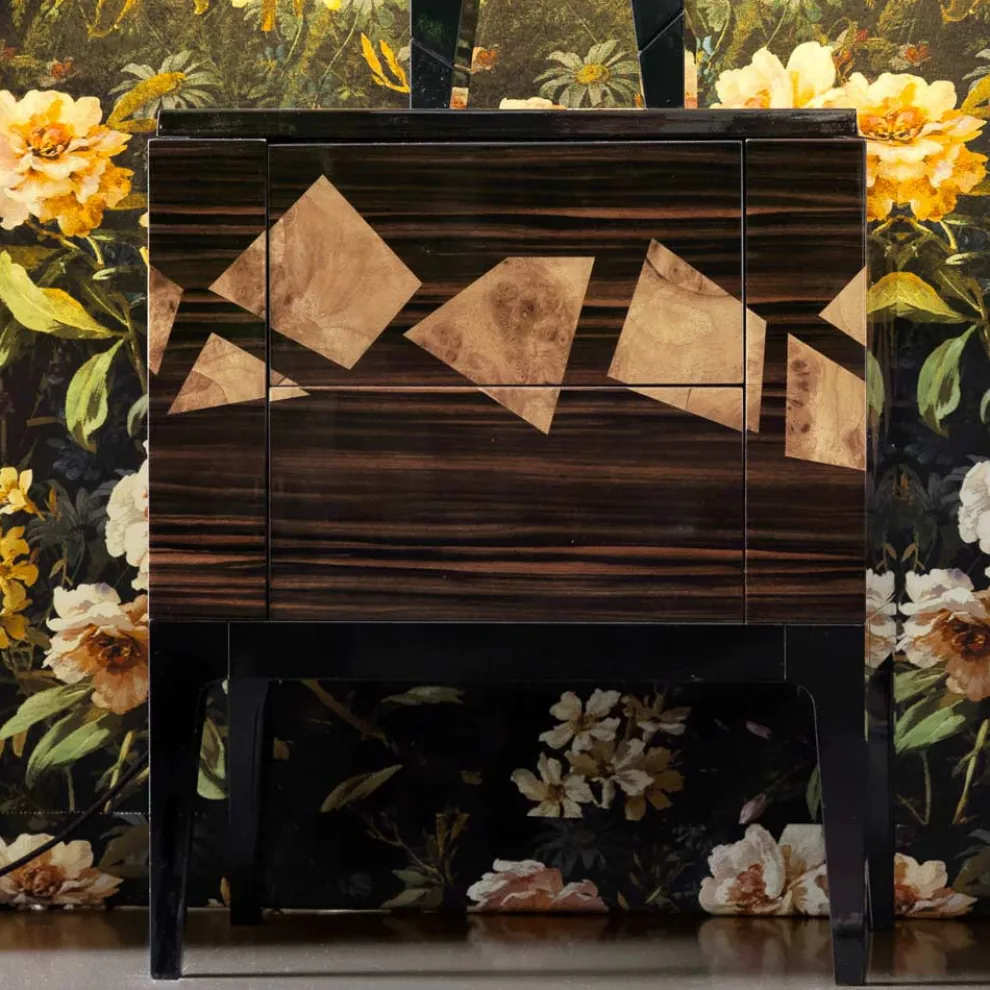 Nachttisch aus Nussbaum- und Ebenholz Grilli Zarafa made in Italy