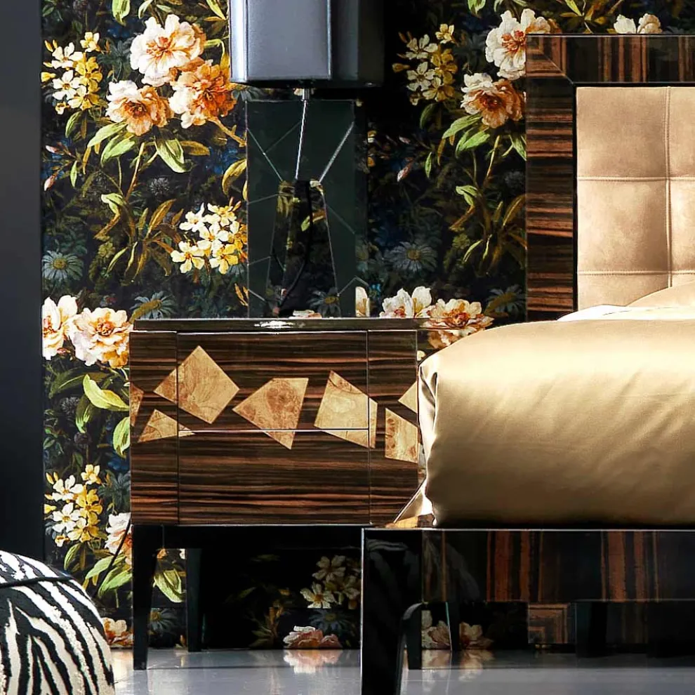 Nachttisch aus Nussbaum- und Ebenholz Grilli Zarafa made in Italy