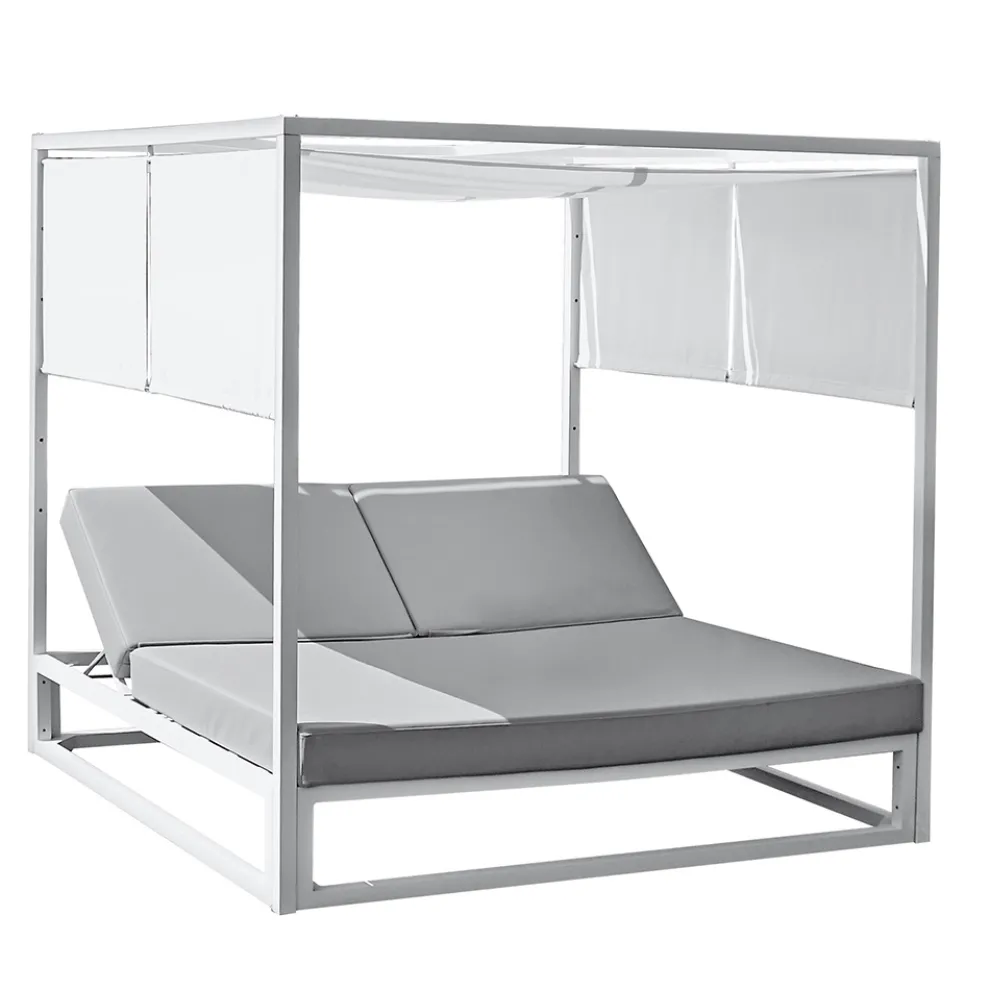 Liegende Outdoor-Tagesliege mit weißer Aluminiumstruktur - Jurica